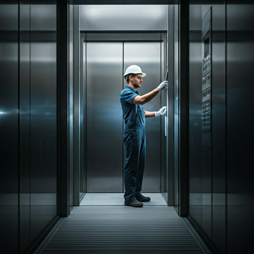 Elevator technician working
